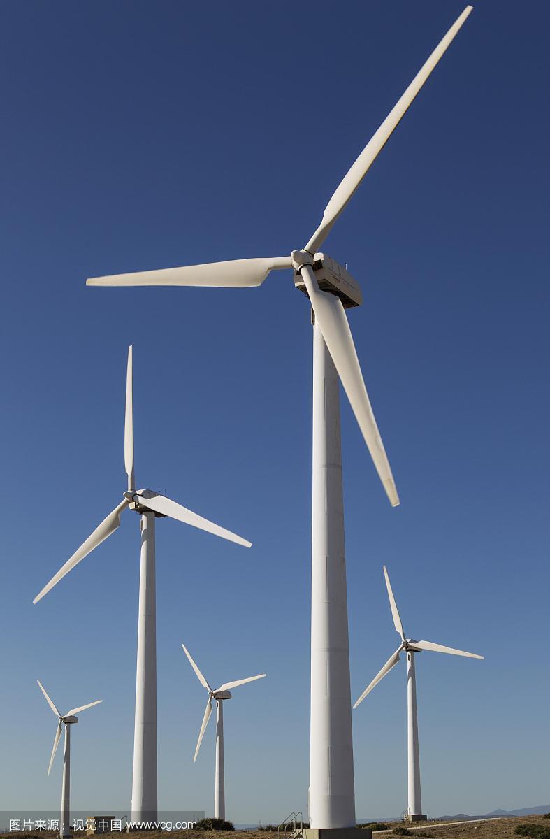 欧洲西班牙安达卢西亚加的斯省塔里法附近风力发电场上的风车